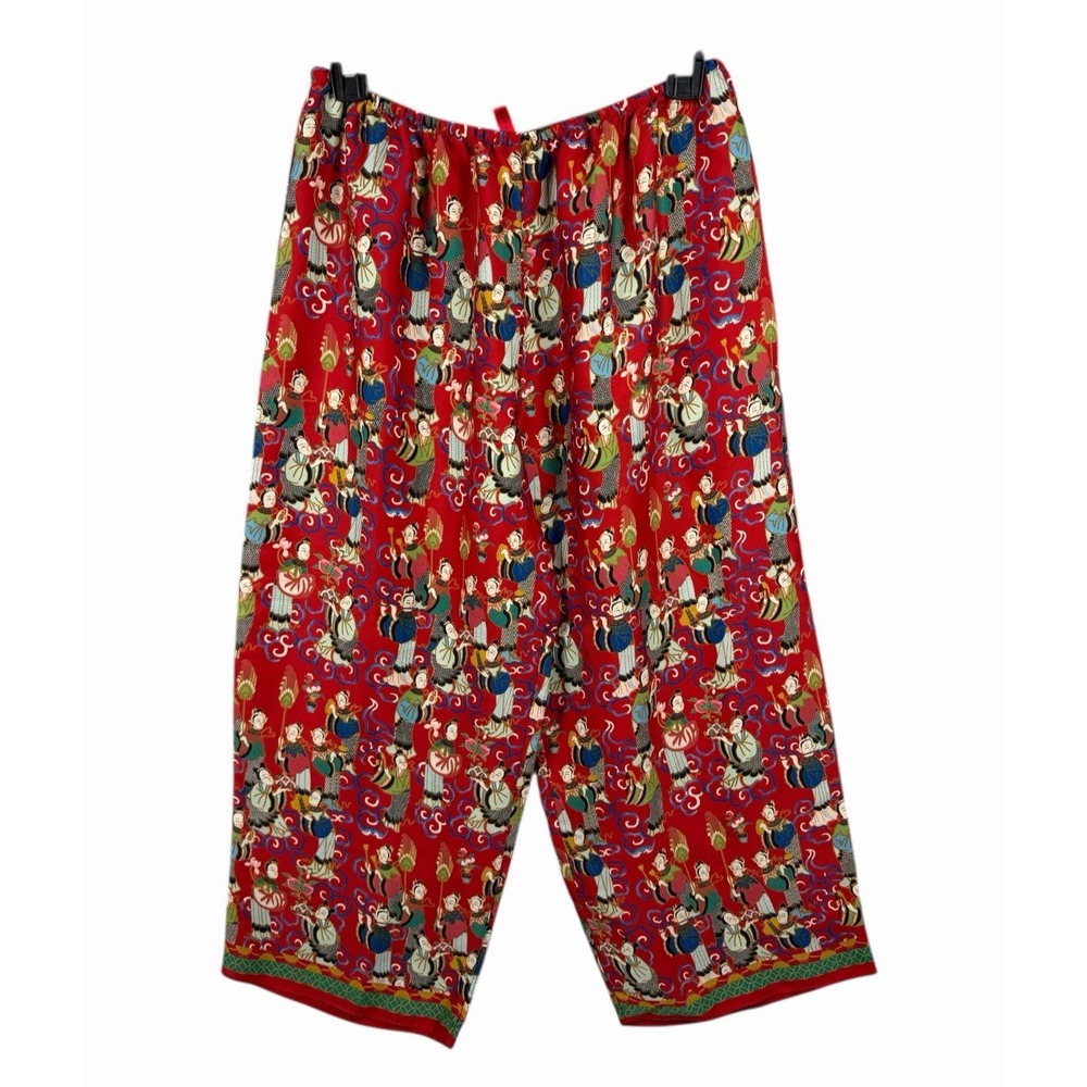 Josie Natori Geisha Tea Garden Crop Pant 22'' inseam Pajama‎ Red Sz M (approx)